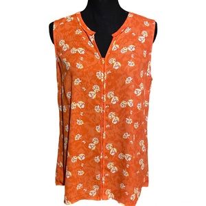 CAbi Orange Floral Blouse